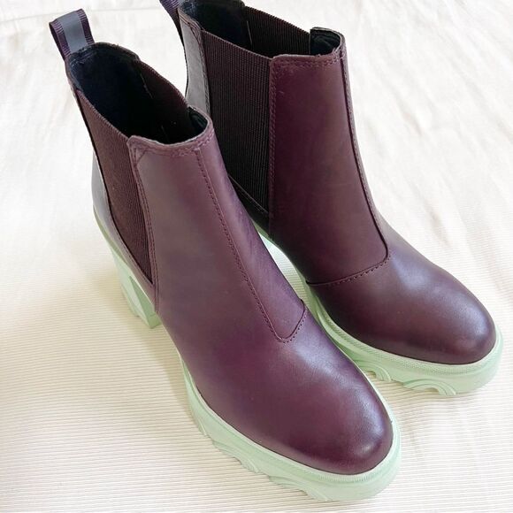 Sorel Women Boots Brex Block Heel Waterproof Leather Chelsea Platform Chunky 9 - Picture 5 of 5
